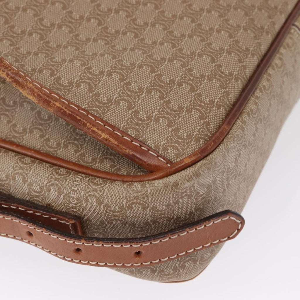 Celine Vintage Macadam Shoulder Bag Canvas And Leather Beige Canvas Shoulder Bag Bag