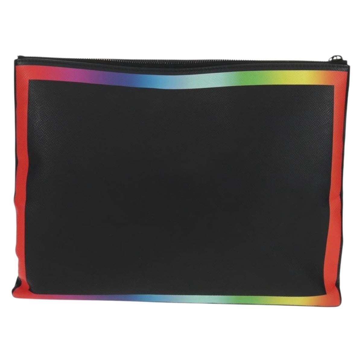 Louis Vuitton Pochette A4 Rainbow Taiga Leather Black Leather Clutche & Pouche Bag