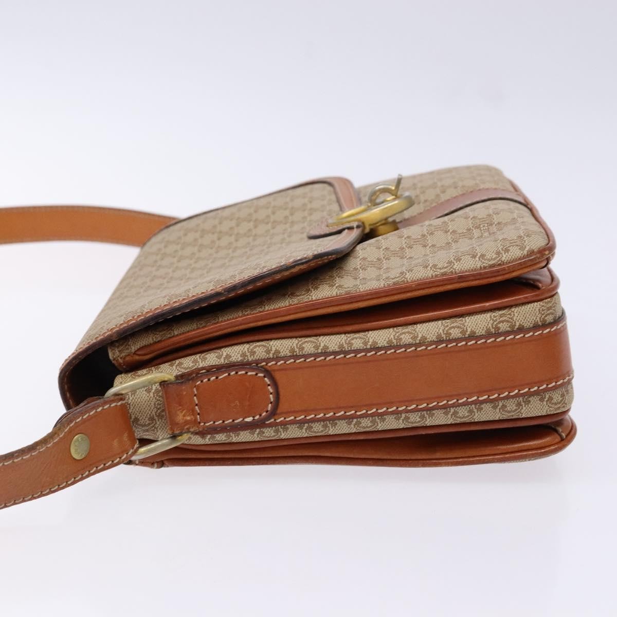 Celine Vintage Macadam Shoulder Bag Canvas And Leather Beige Canvas Bag