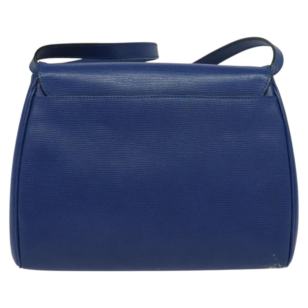 Celine Vintage Circle Logo Crossbody Bag Leather Blue Leather Shoulder Bag Bag