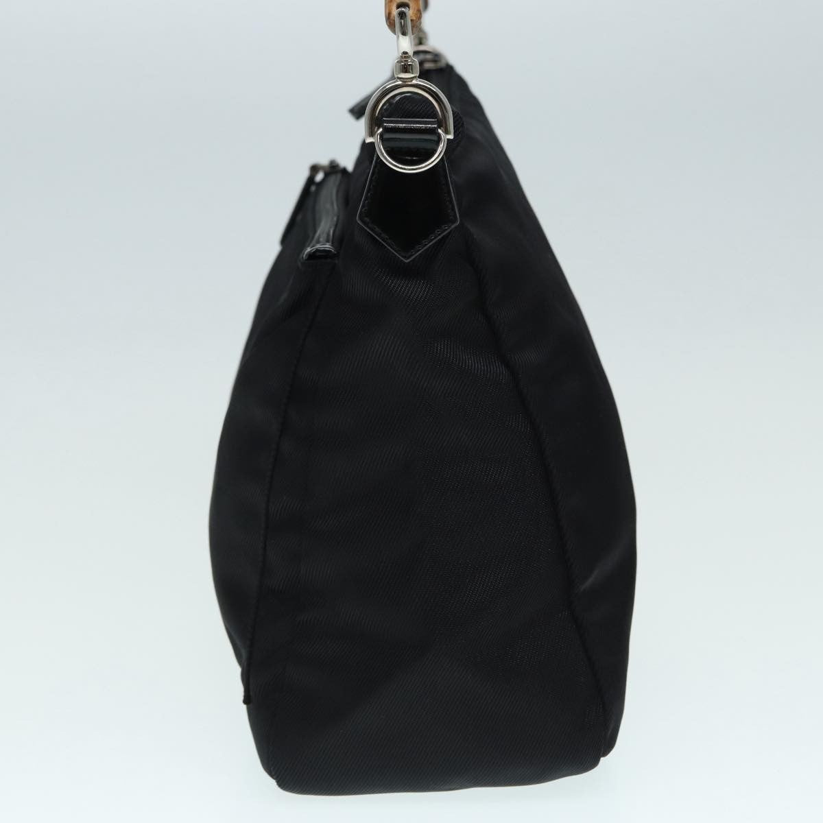 Gucci Vintage Bamboo Handle Bag Nylon Black Nylon Handbag (Pre-Owned)