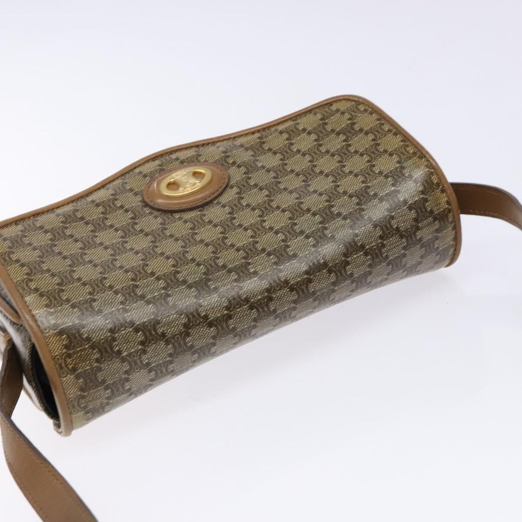 Celine Macadam Shoulder Bag Pvc Leather Beige Pvc Bag