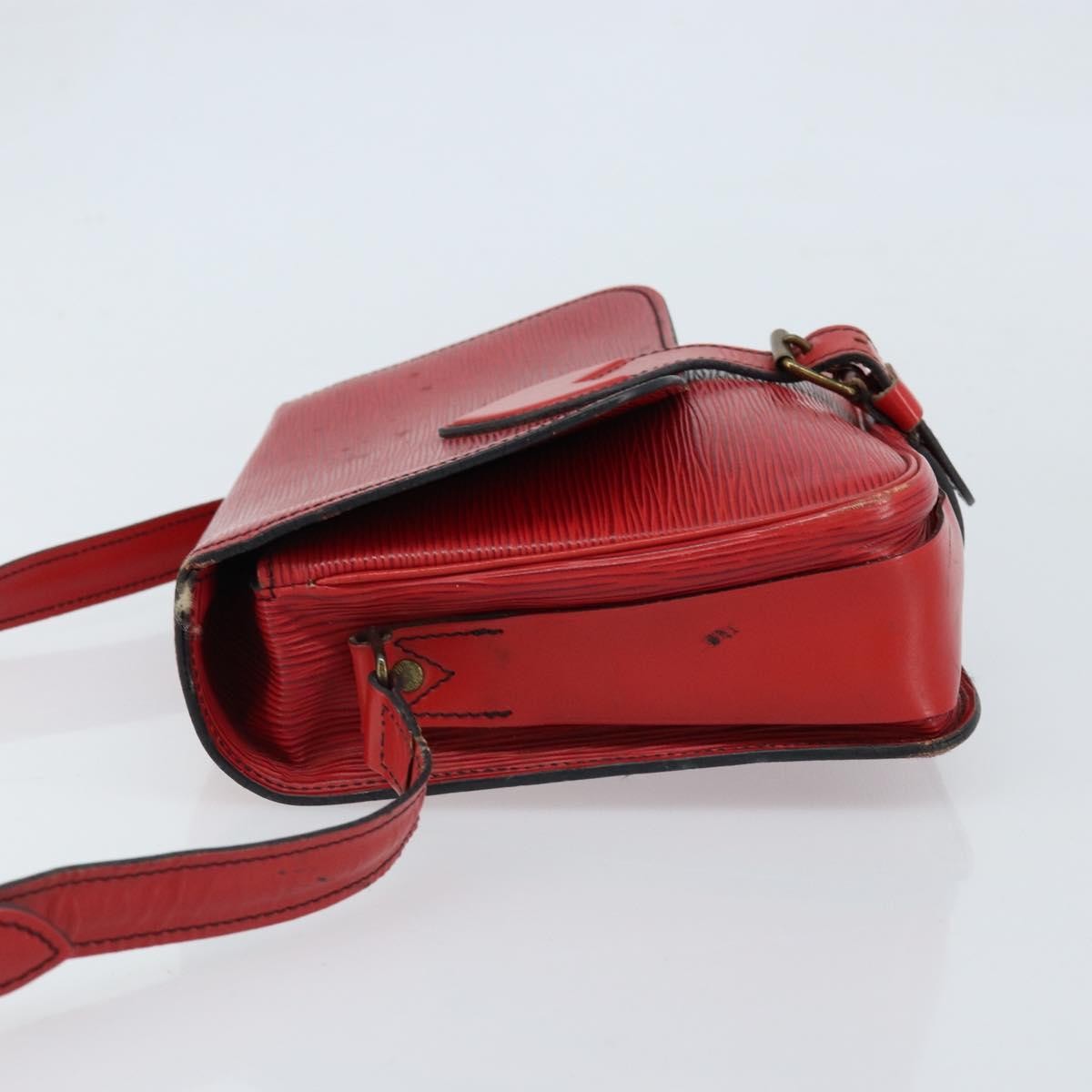 Louis Vuitton Cartouchiere Handbag Epi Leather Red Leather Shoulder Bag