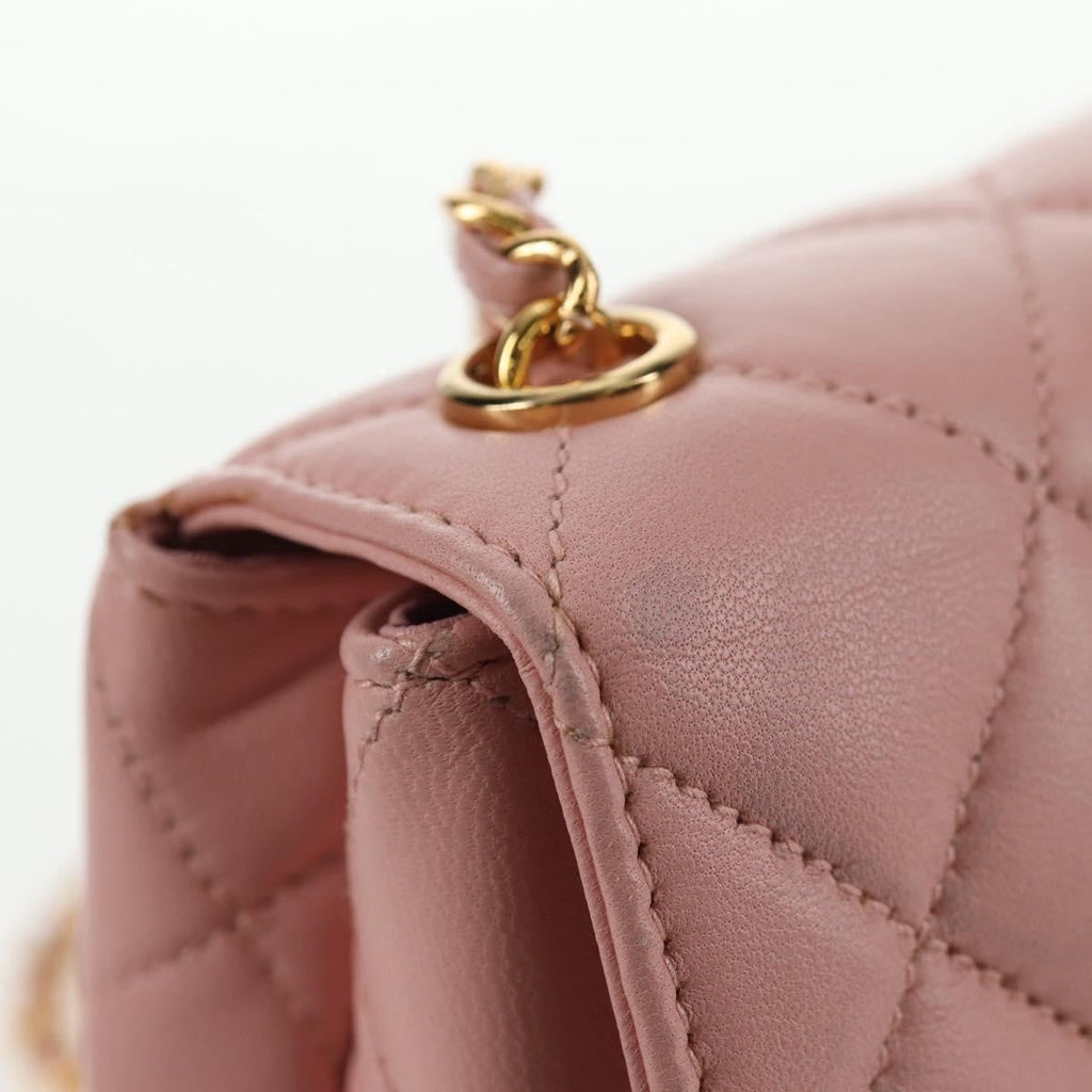 Chanel Vintage Camellia Flap Bag Quilted Lambskin Pink Leather Bag