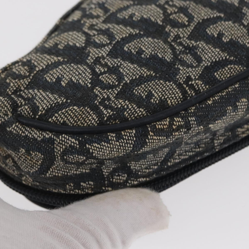 Christian Dior Saddle Zip Pouch Diorissimo Canvas Navy Canvas Clutche & Pouche Bag (Pre-Owned)
