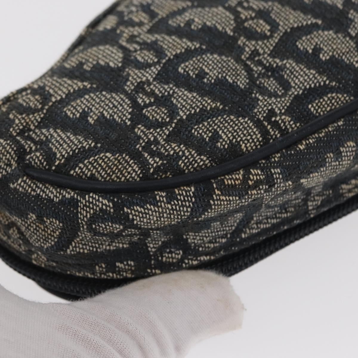 Christian Dior Saddle Zip Pouch Diorissimo Canvas Navy Canvas Clutche & Pouche Bag (Pre-Owned)