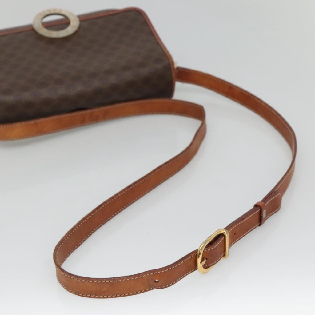 Celine Vintage Macadam Shoulder Bag Canvas And Leather Brown Canvas Shoulder Bag Bag
