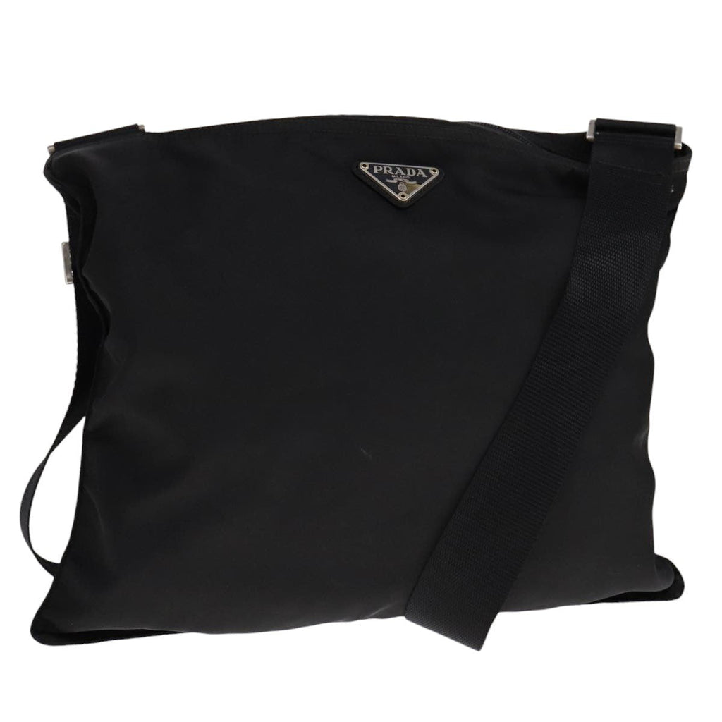 Prada Flat Messenger Bag Tessuto Black Nylon Shoulder Bag Bag