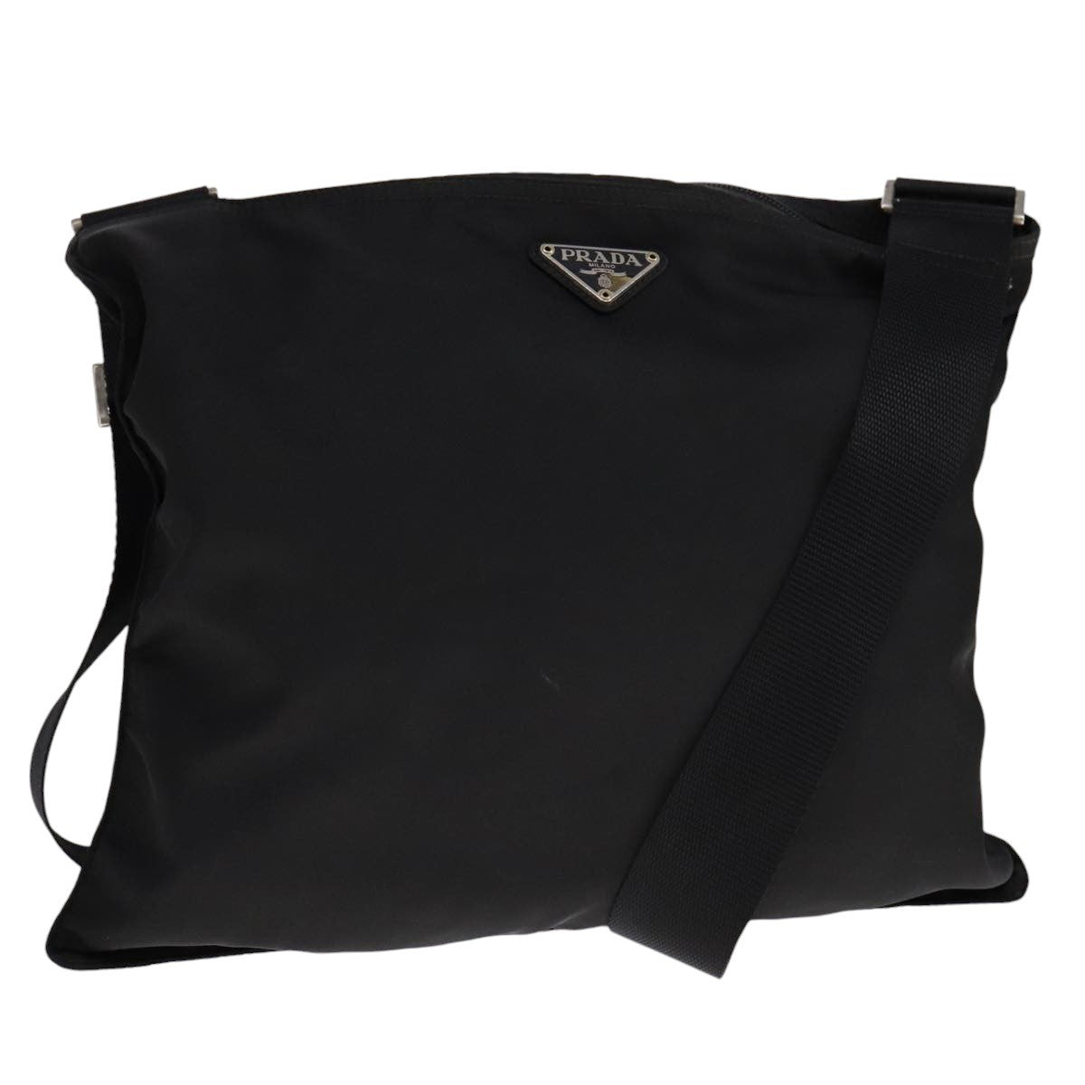 Prada Flat Messenger Bag Tessuto Black Nylon Shoulder Bag Bag