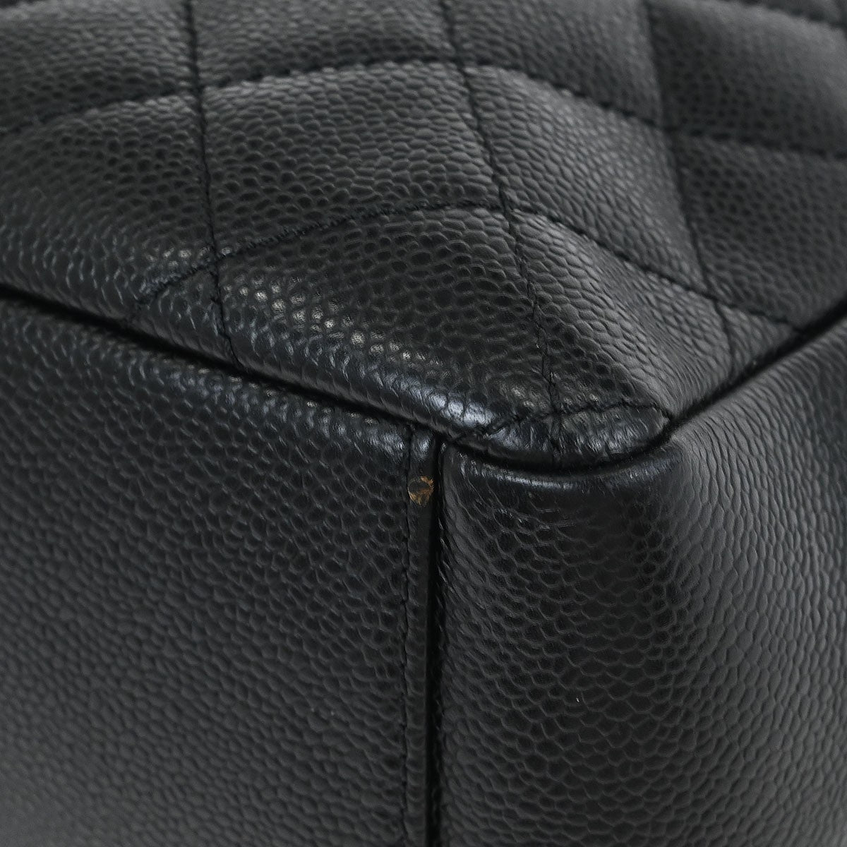 Chanel Petite Shopping Tote Quilted Caviar Black Leather Tote Bag Bag