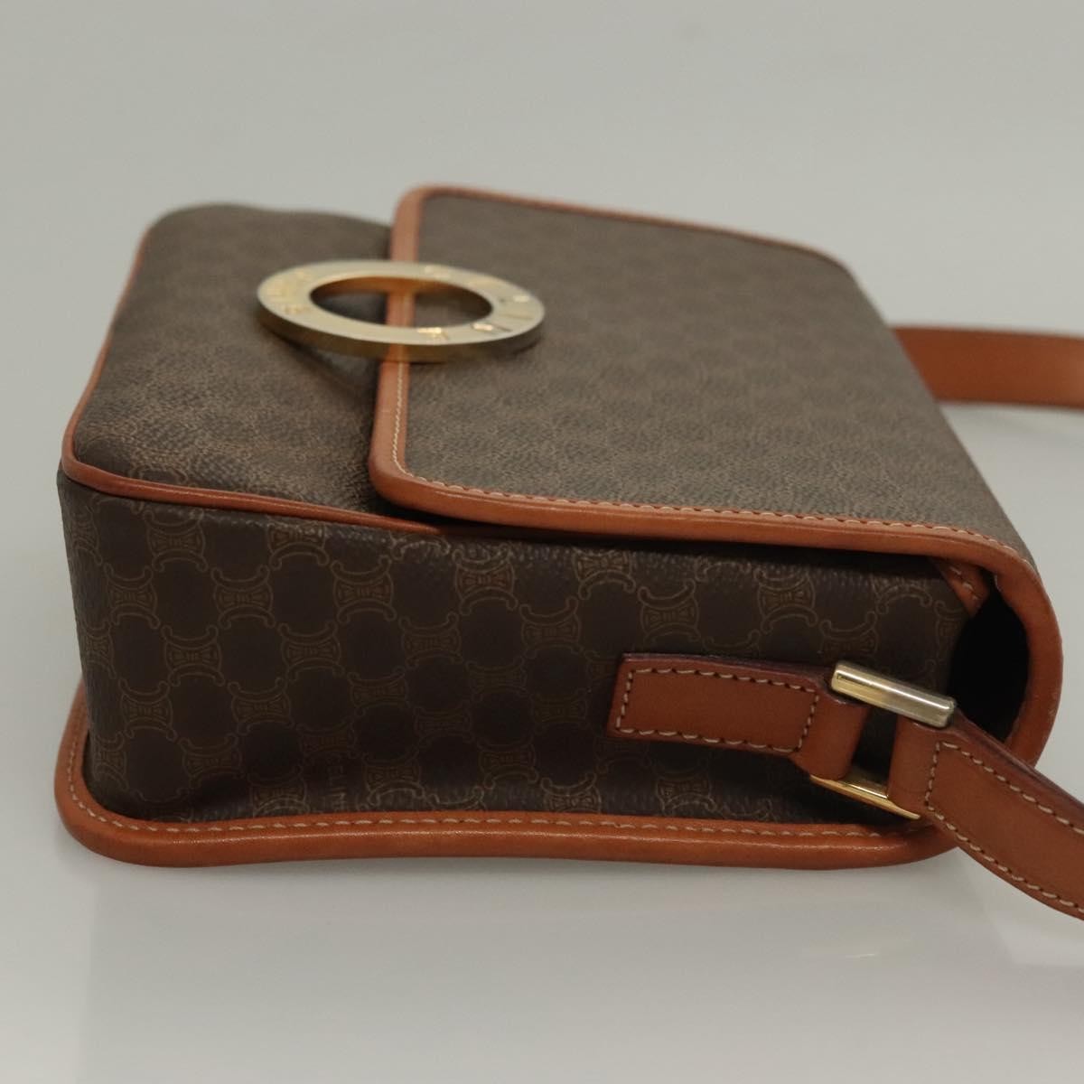 Celine Macadam Shoulder Bag Pvc Leather Brown Canvas Bag