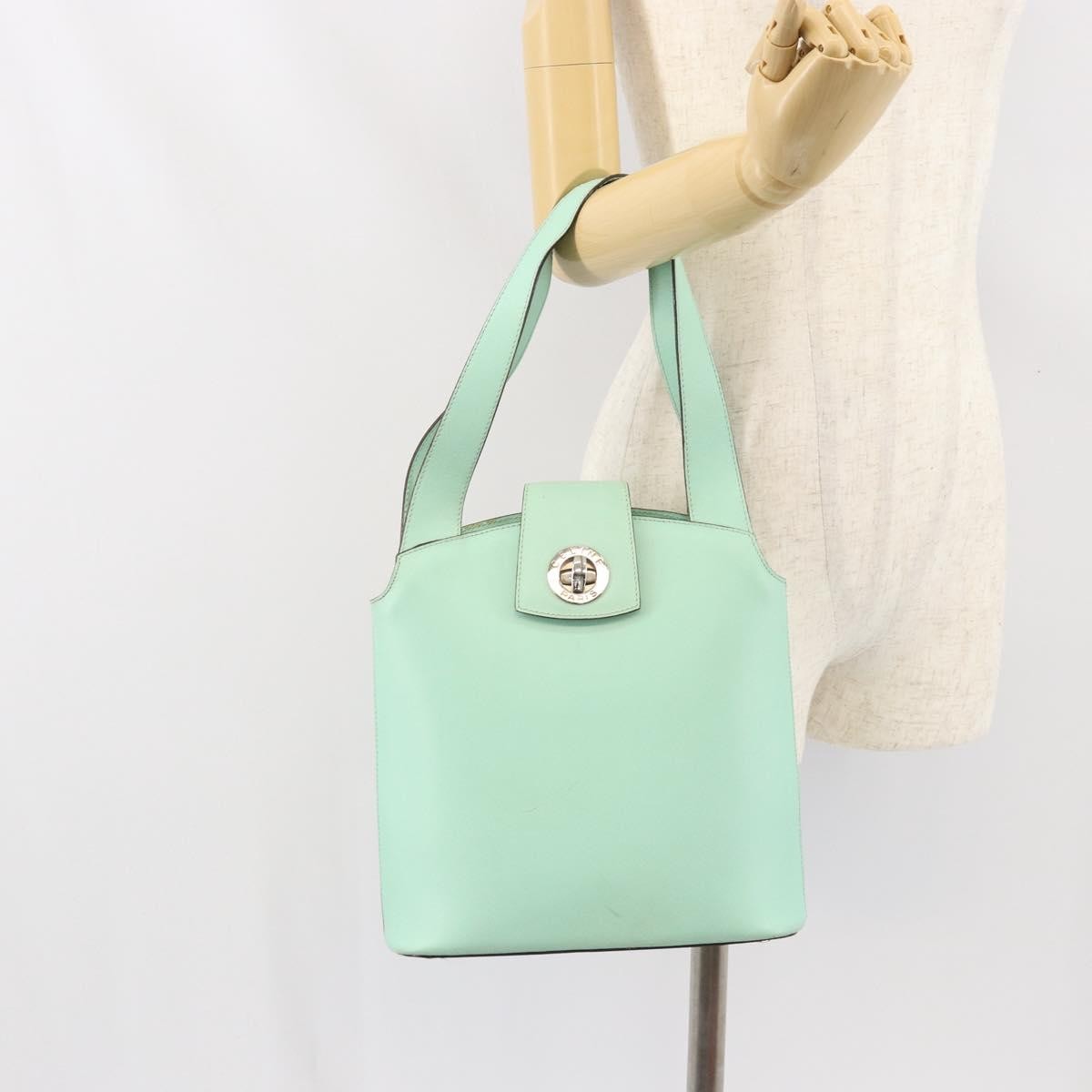 Celine Circle Logo Handbag Leather Green Leather Handbag