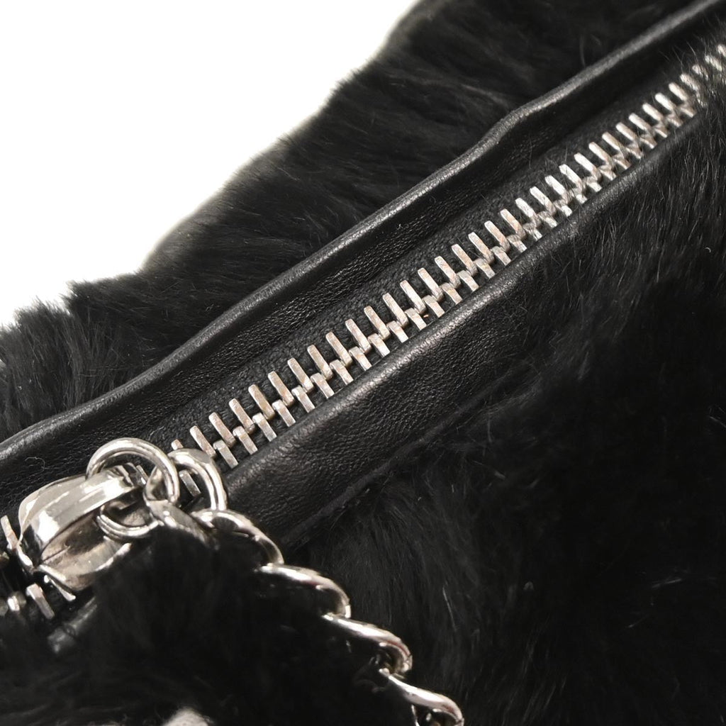 Chanel Chain Hobo Lapin Fur Black Fur Handbag
