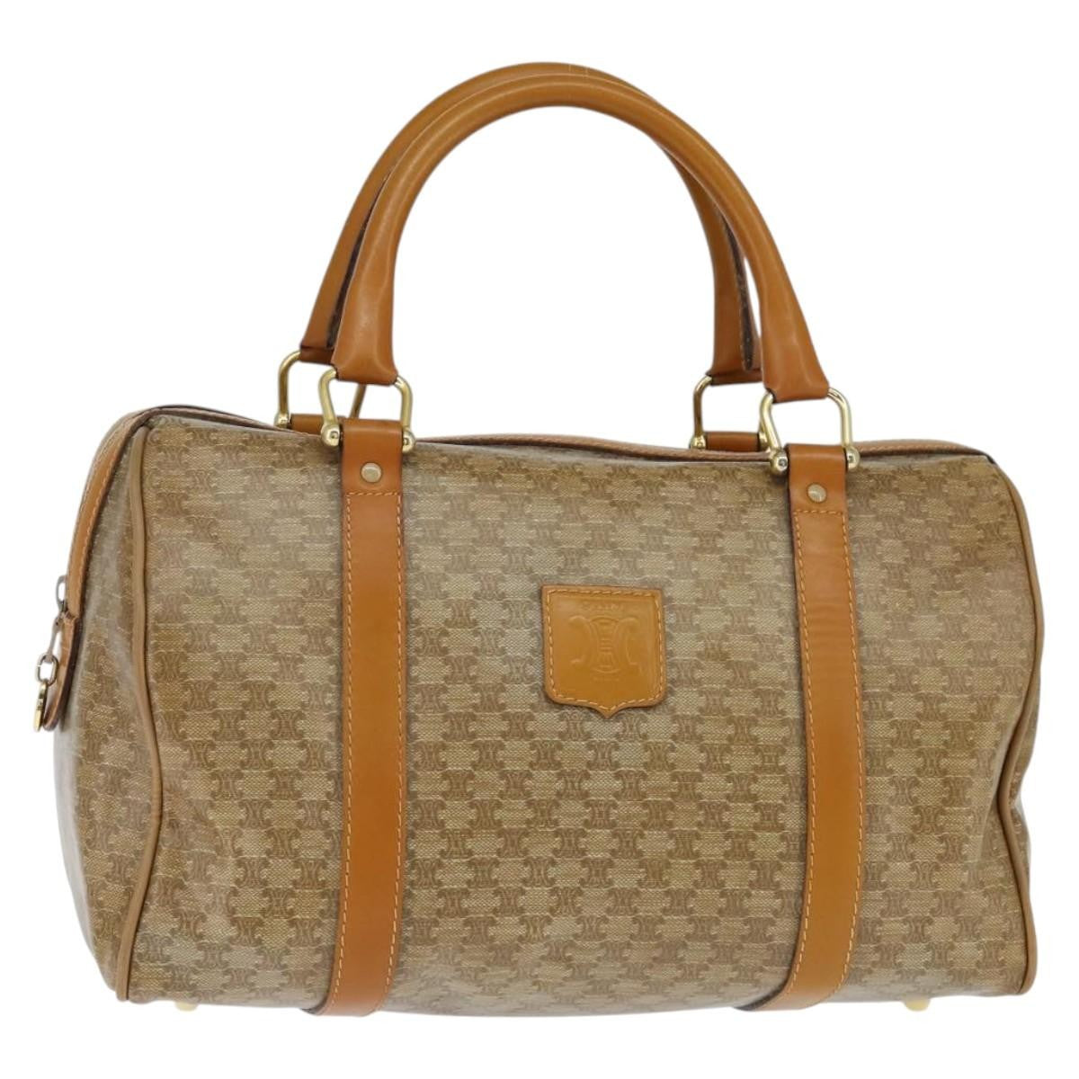 Celine Vintage Duffle Bag Macadam Coated Canvas Beige Canvas Handbag