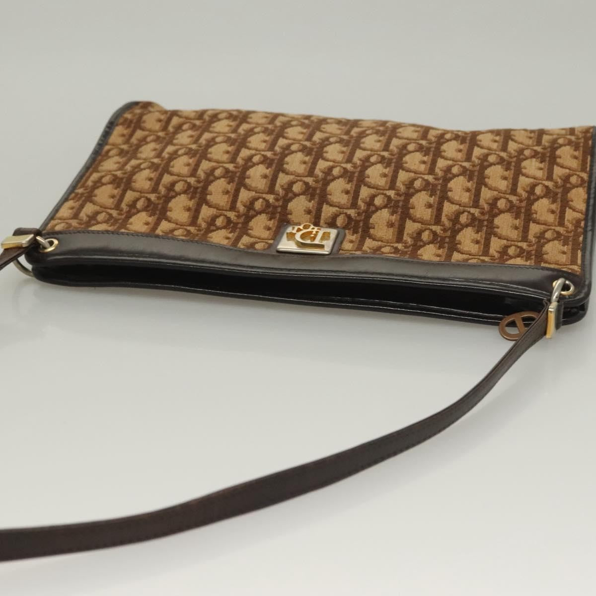 Christian Dior Vintage Trotter Shoulder Bag Canvas Brown Canvas Bag (Pre-Owned)