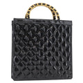 Chanel Chocolate Bar Tote Leather Black Patent_Leather Handbag