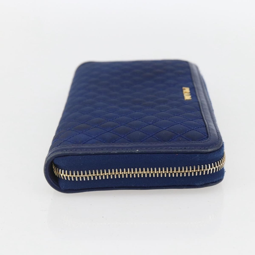 Prada Zip Around Organizer Wallet Saffiano Leather With Applique Blue Leather Wallets Accessory