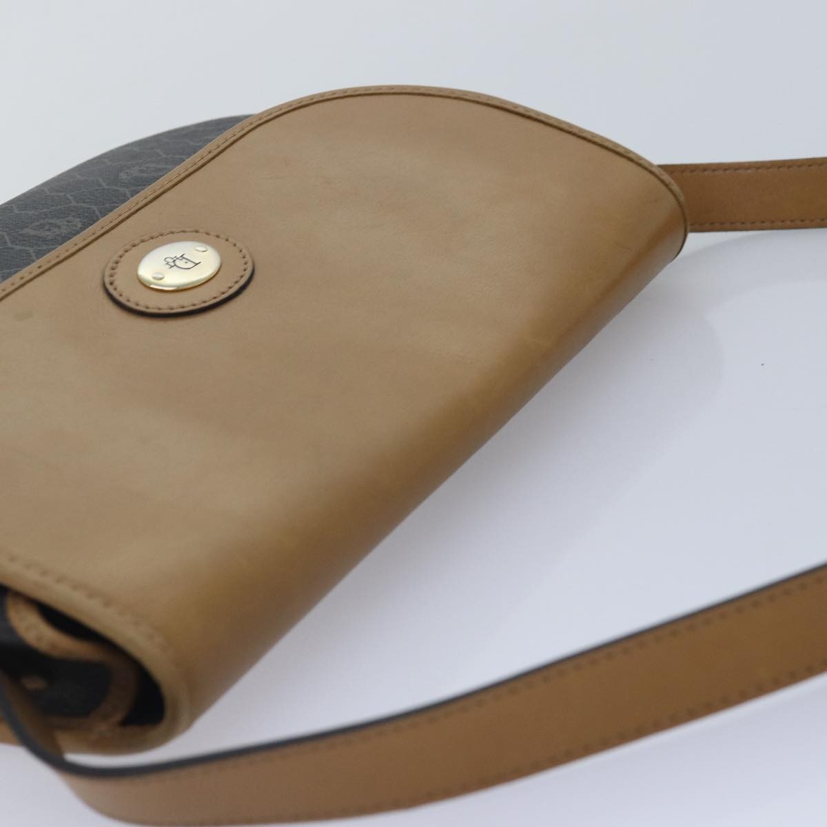 Christian Dior Vintage Honeycomb Shoulder Bag Canvas And Leather Black Canvas Shoulder Bag Bag (Pre-Owned)