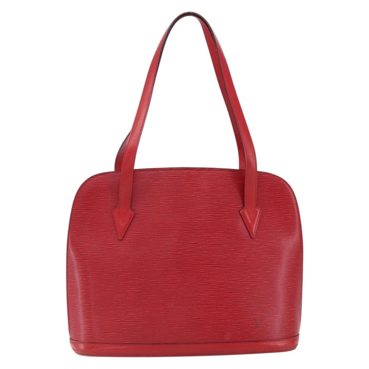 Louis Vuitton Lussac Handbag Epi Leather Red Leather Shoulder Bag