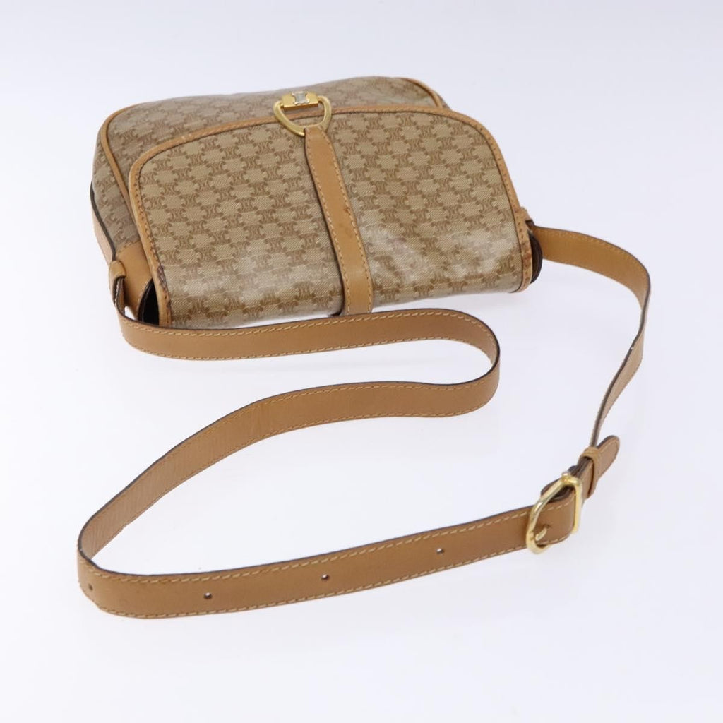 Celine Macadam Shoulder Bag Pvc Leather Beige Canvas Bag