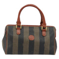 Fendi Vintage Pequin Convertible Boston Bag Coated Canvas Brown Canvas Handbag