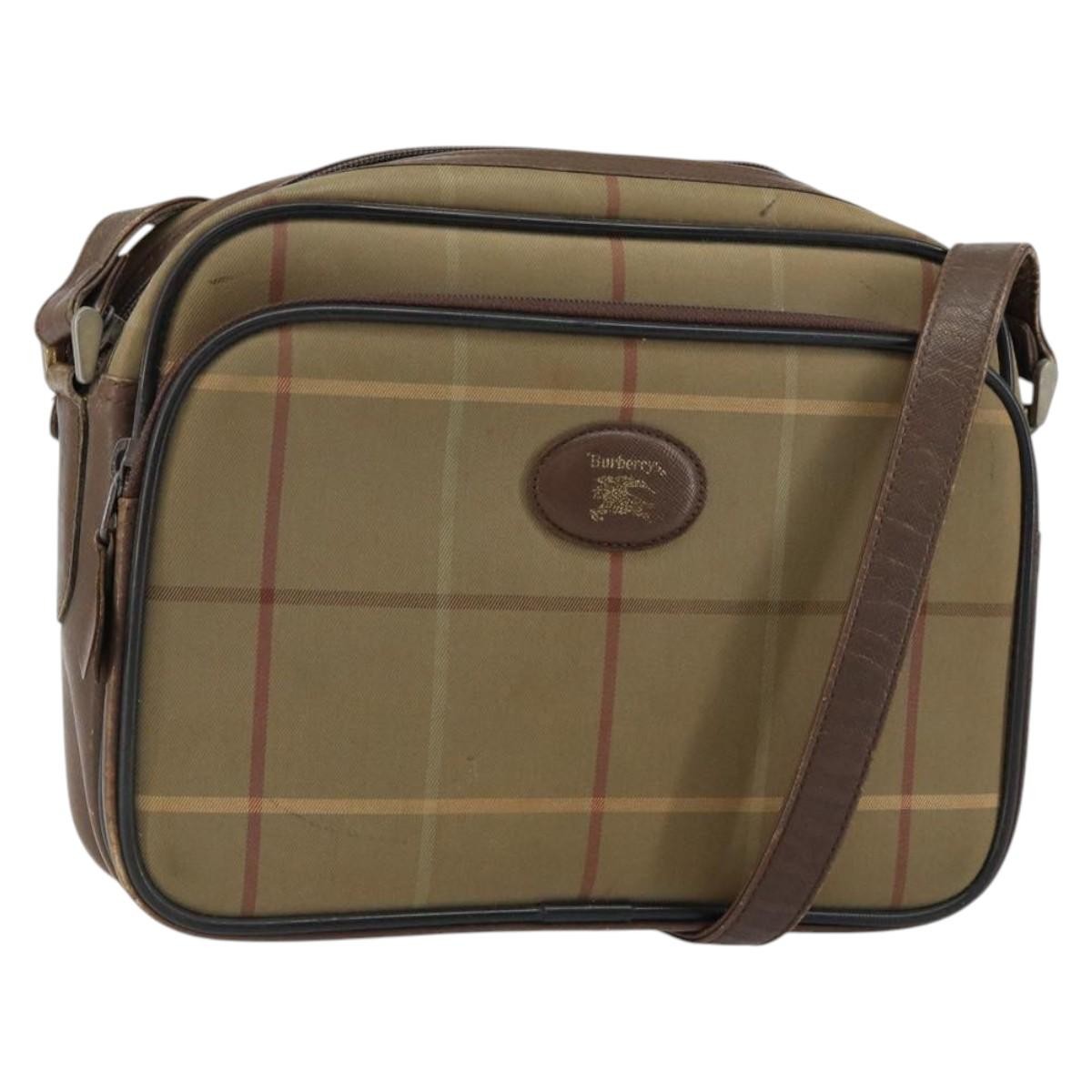 Burberry Nova Check Shoulder Bag Canvas Beige Canvas Shoulder Bag