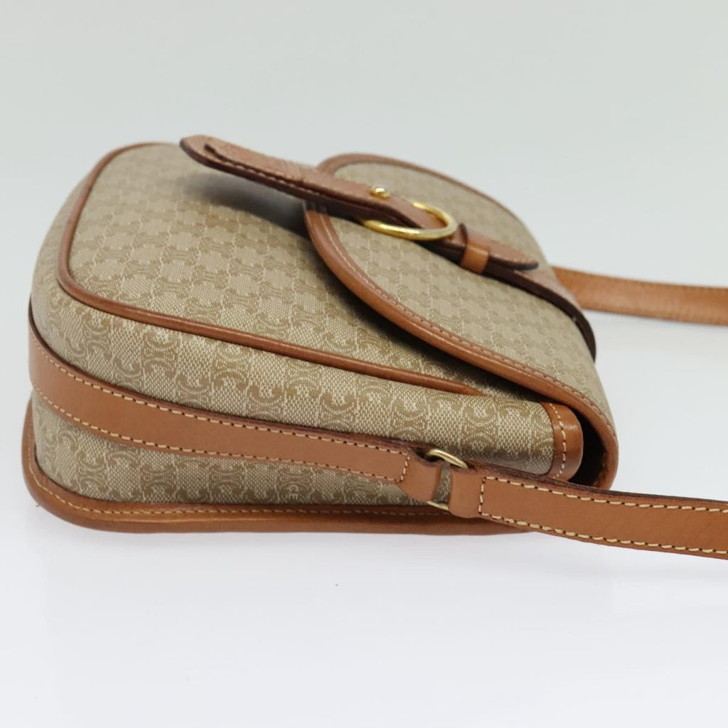 Celine Macadam Shoulder Bag Pvc Leather Beige Canvas Bag