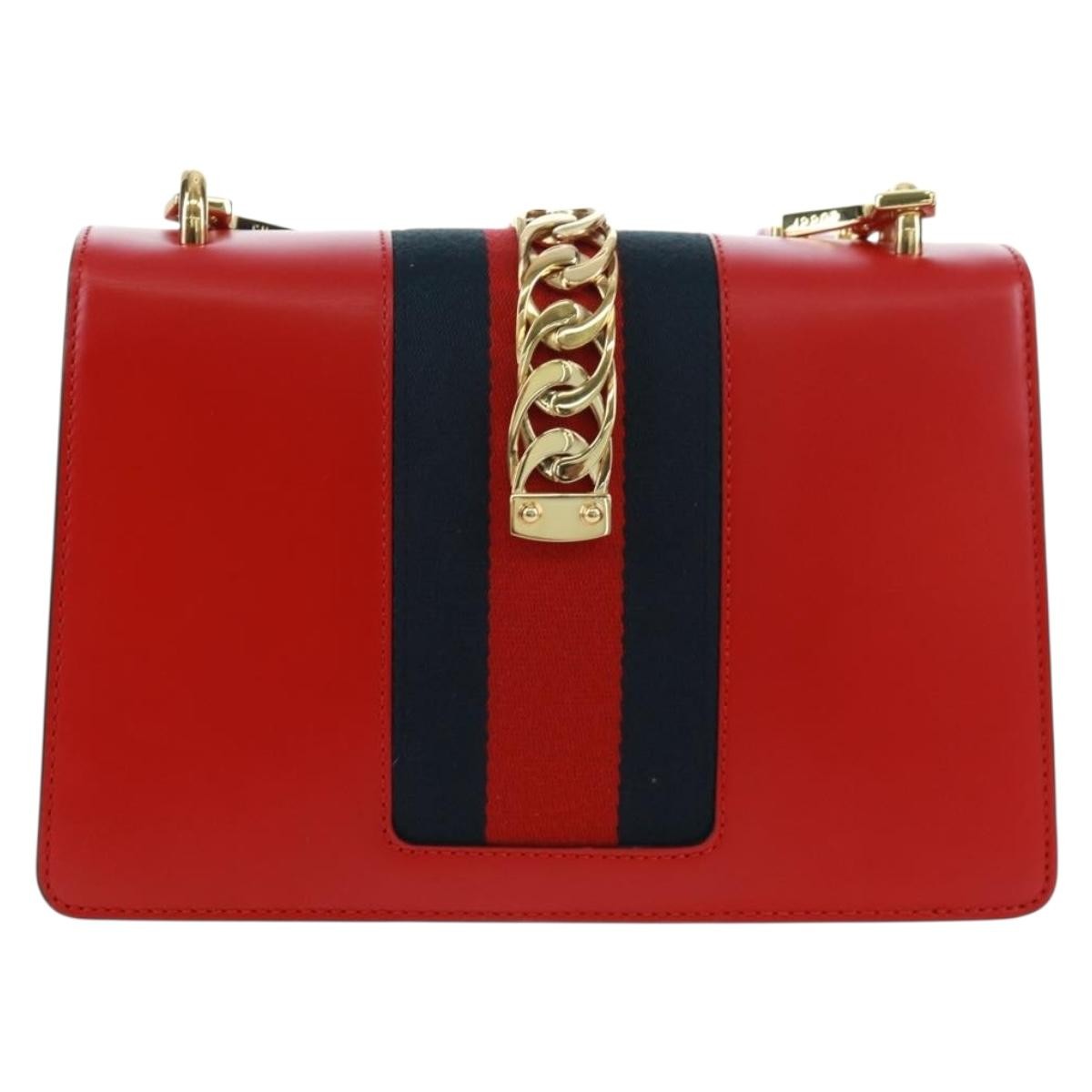 Gucci Sylvie Shoulder Bag Leather Red Leather Shoulder Bag Bag (Pre-Owned)