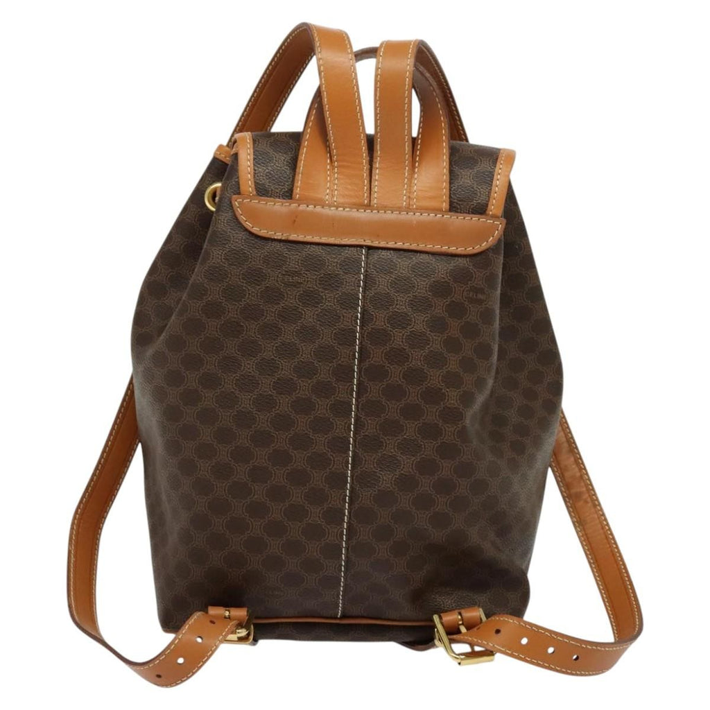 Celine Vintage Macadam Backpack Canvas And Leather Brown Pvc Backpack Bag