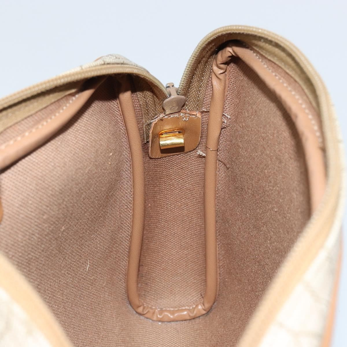 Christian Dior Vintage Honeycomb Shoulder Bag Canvas And Leather Beige Canvas Shoulder Bag Bag (Pre-Owned)