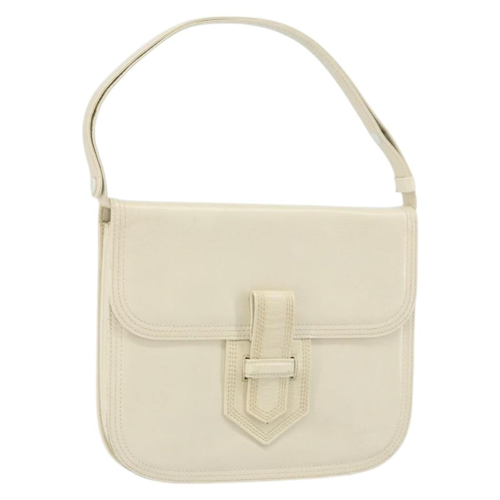 Saint Laurent Vintage Shoulder Bag Leather White Leather Shoulder Bag Bag (Pre-Owned)