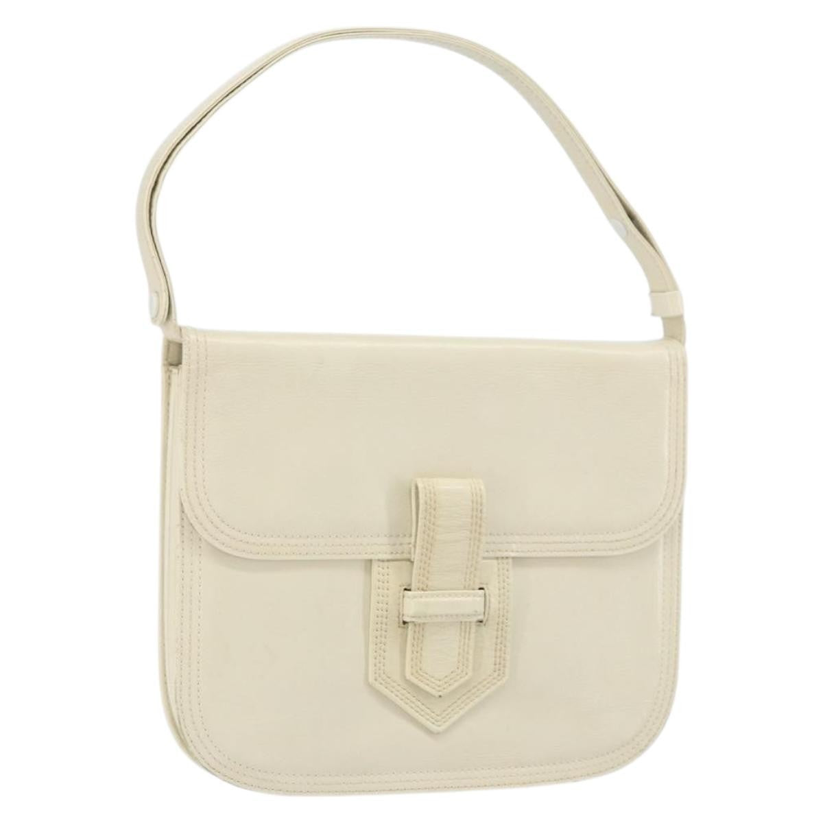 Saint Laurent Vintage Shoulder Bag Leather White Leather Shoulder Bag Bag (Pre-Owned)