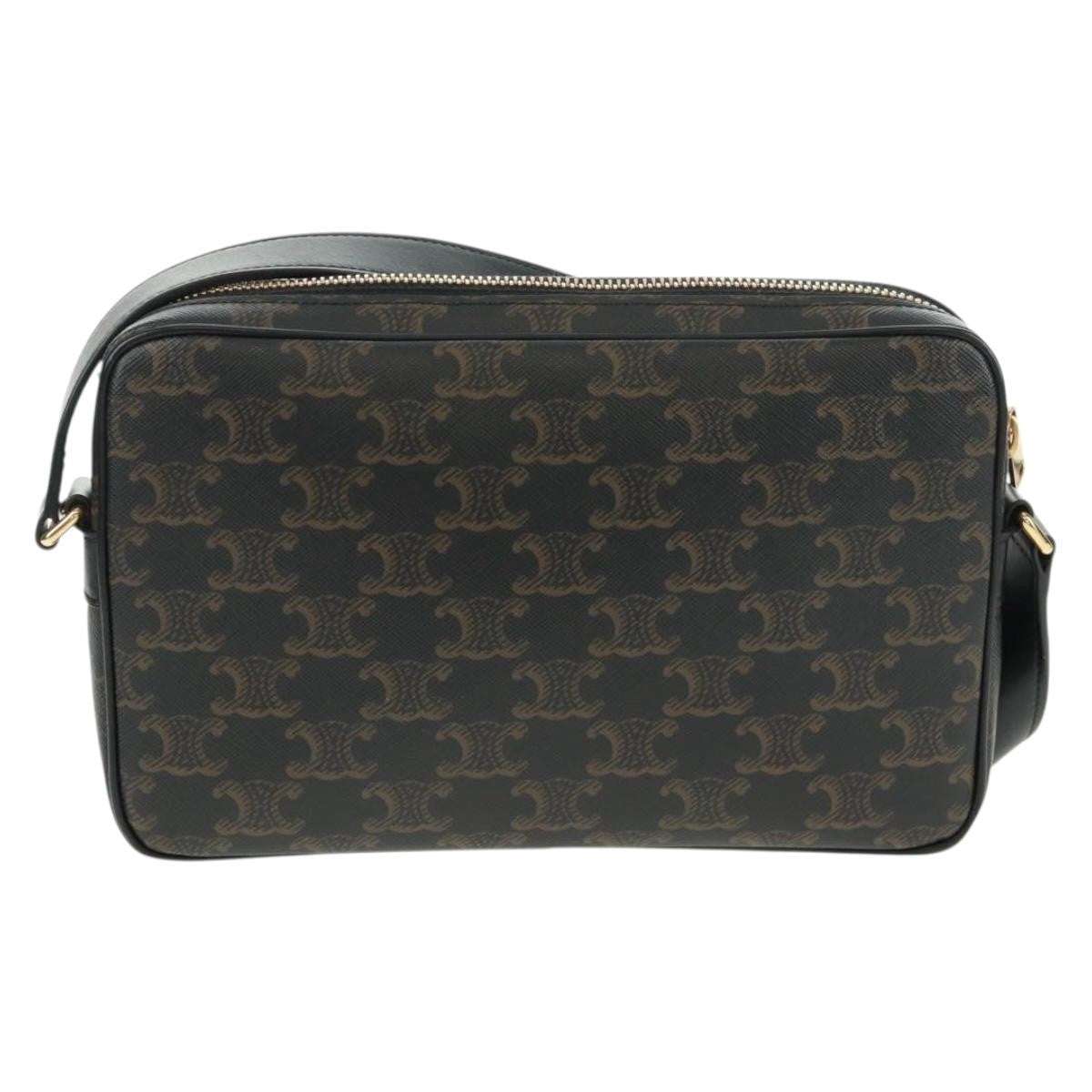 Celine Logo Messenger Bag Triomphe Coated Canvas Black Pvc Shoulder Bag Bag