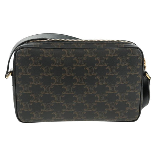 Celine Logo Messenger Bag Triomphe Coated Canvas Black Pvc Shoulder Bag Bag