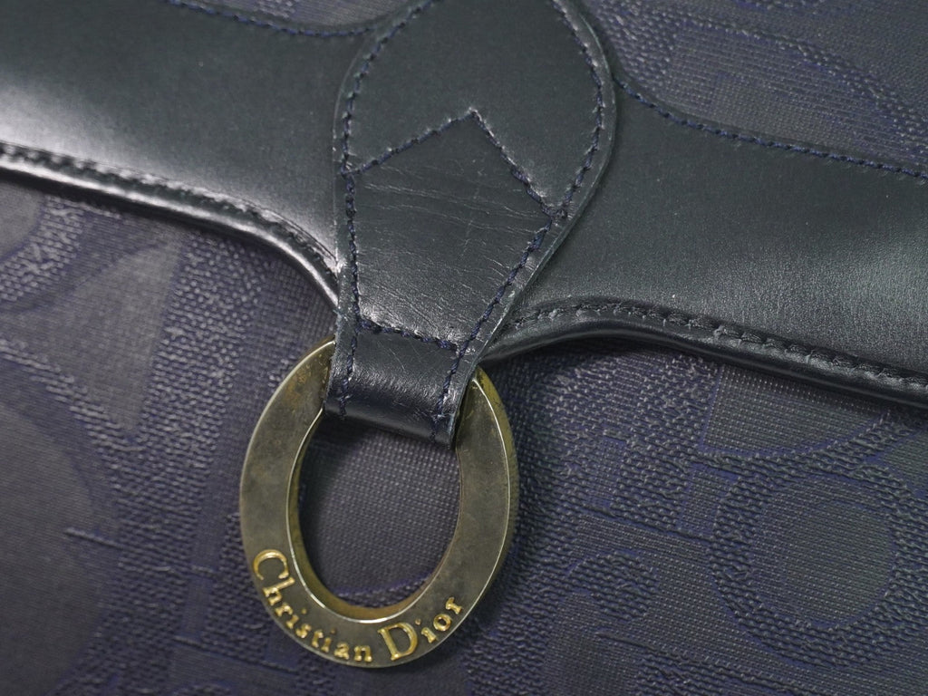 Christian Dior Trotter Shoulder Bag Canvas Navy Canvas Shoulder Bag Bag (Pre-Owned)