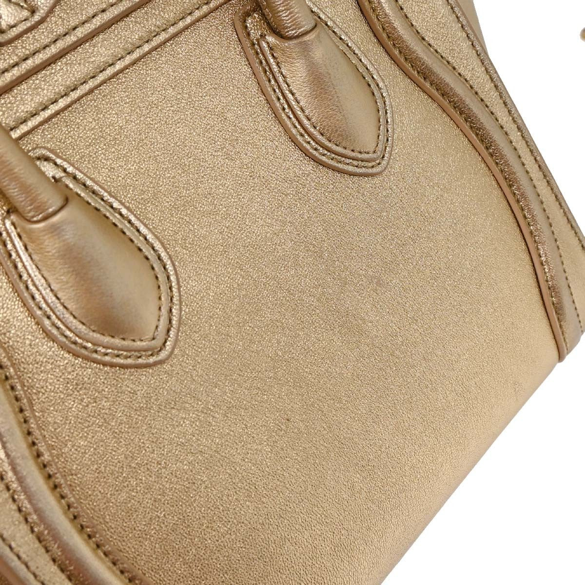 Celine Luggage Bag Smooth Leather Gold Leather Tote Bag Bag