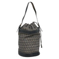 Fendi Ff Logo Mon Tresor Bucket Bag Printed Shearling With Leather Navy Canvas Shoulder Bag Bag