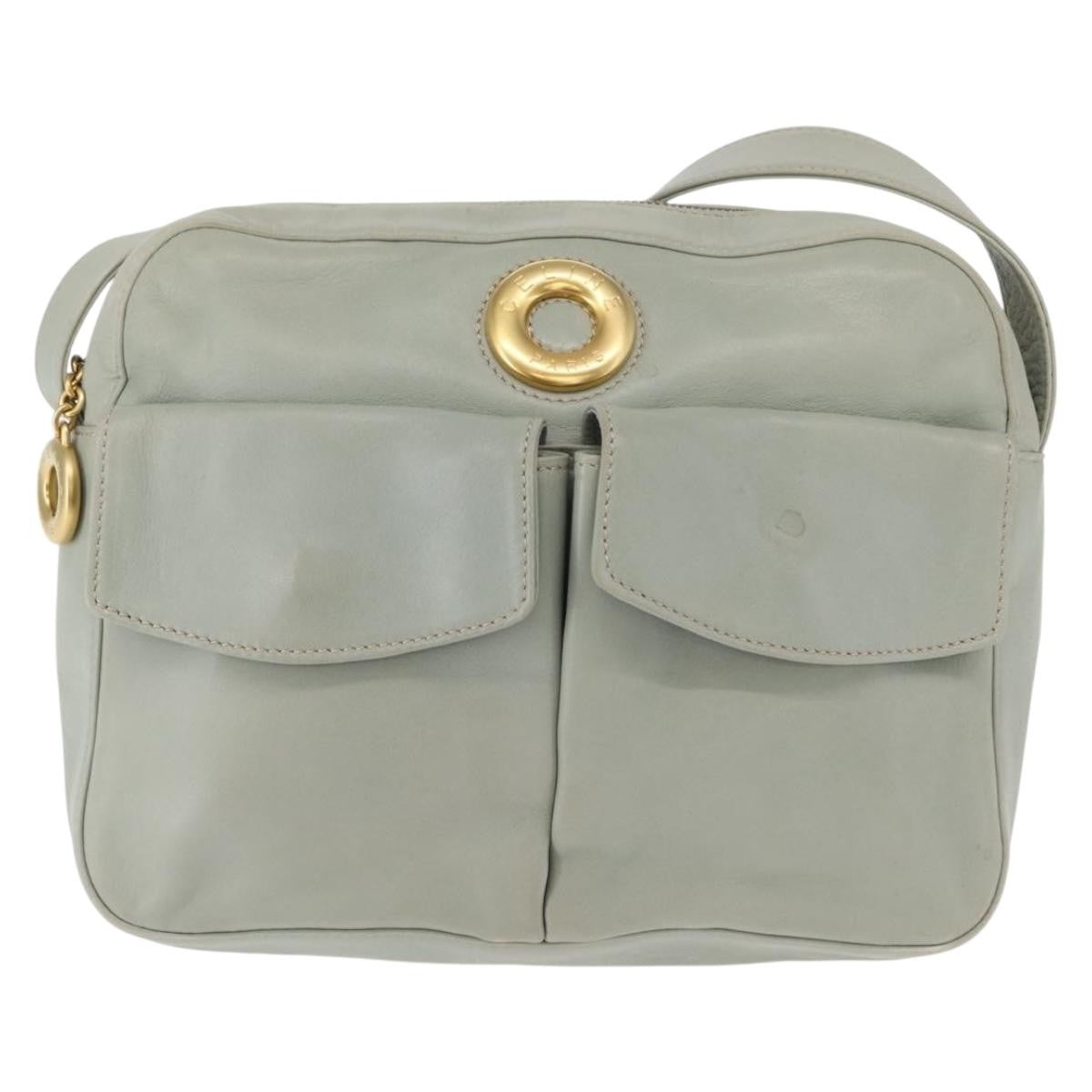 Celine Circle Logo Leather Green Leather Shoulder Bag Bag