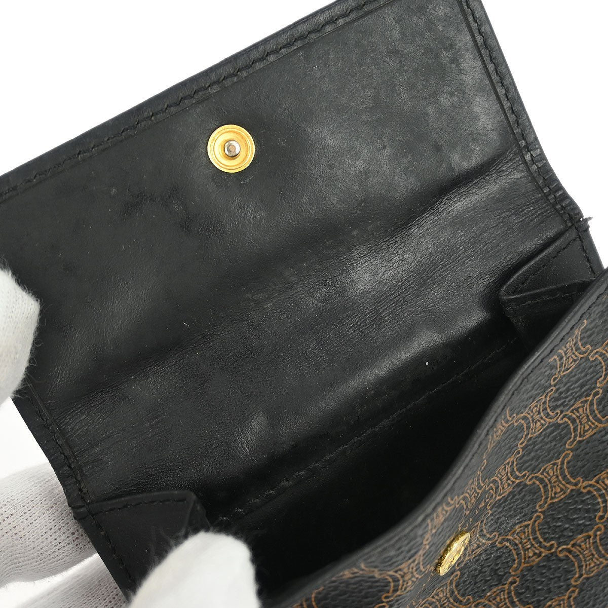 Celine Vintage Bifold Wallet Macadam Coated Canvas Black Pvc Wallets Accessory