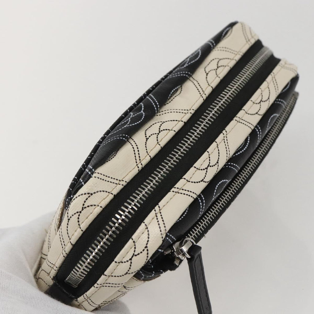 Chanel Logo Camera Case Clutch Printed Coated Canvas Black Pvc Clutche & Pouche Bag