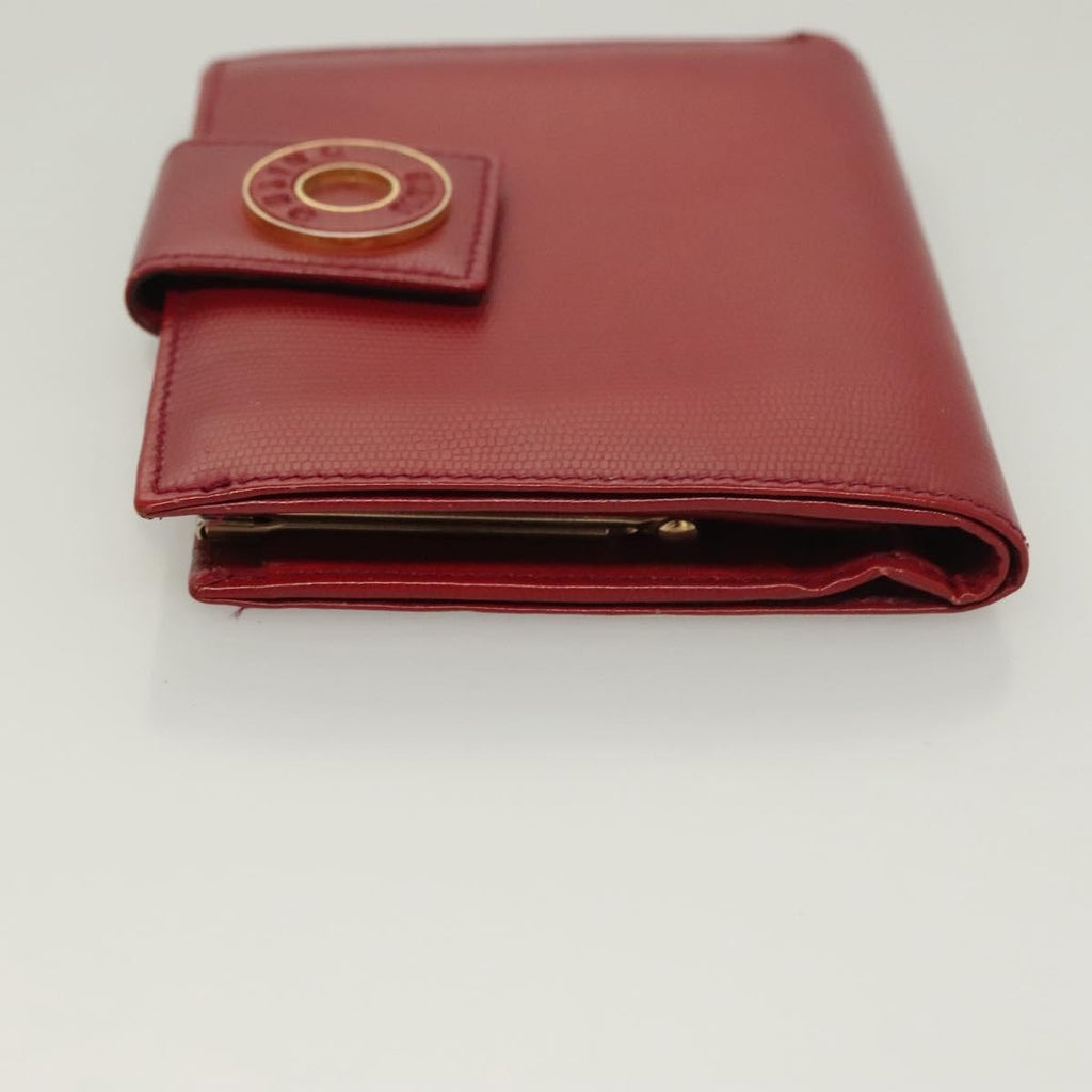 Celine Circle Logo Compact Wallet Leather Red Leather Wallets Accessory