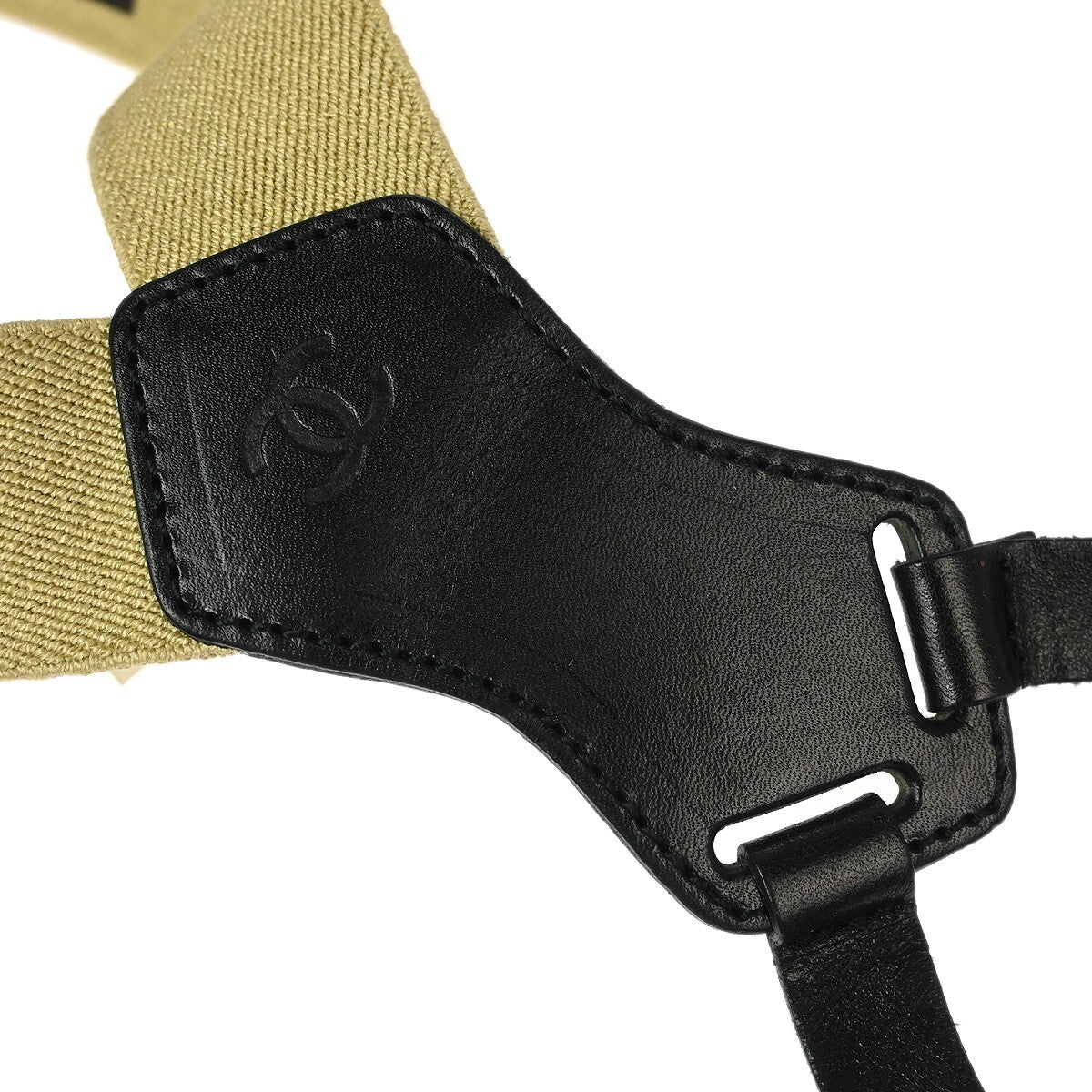 Chanel Logo Suspenders Canvas Beige Canvas Belts Accessory