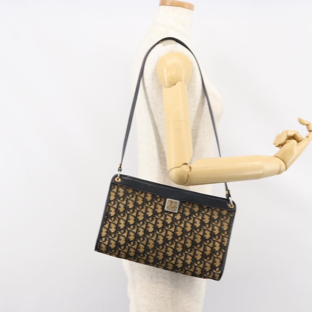 Christian Dior Vintage Trotter Shoulder Bag Canvas Navy Canvas Shoulder Bag Bag (Pre-Owned)
