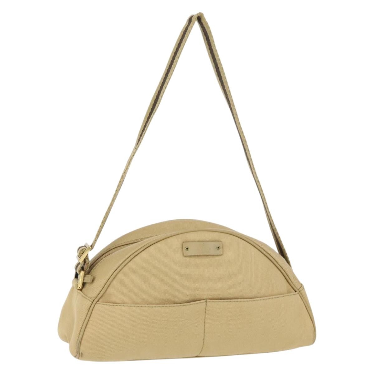 Gucci Vintage Shoulder Bag Canvas Beige Canvas Shoulder Bag Bag (Pre-Owned)