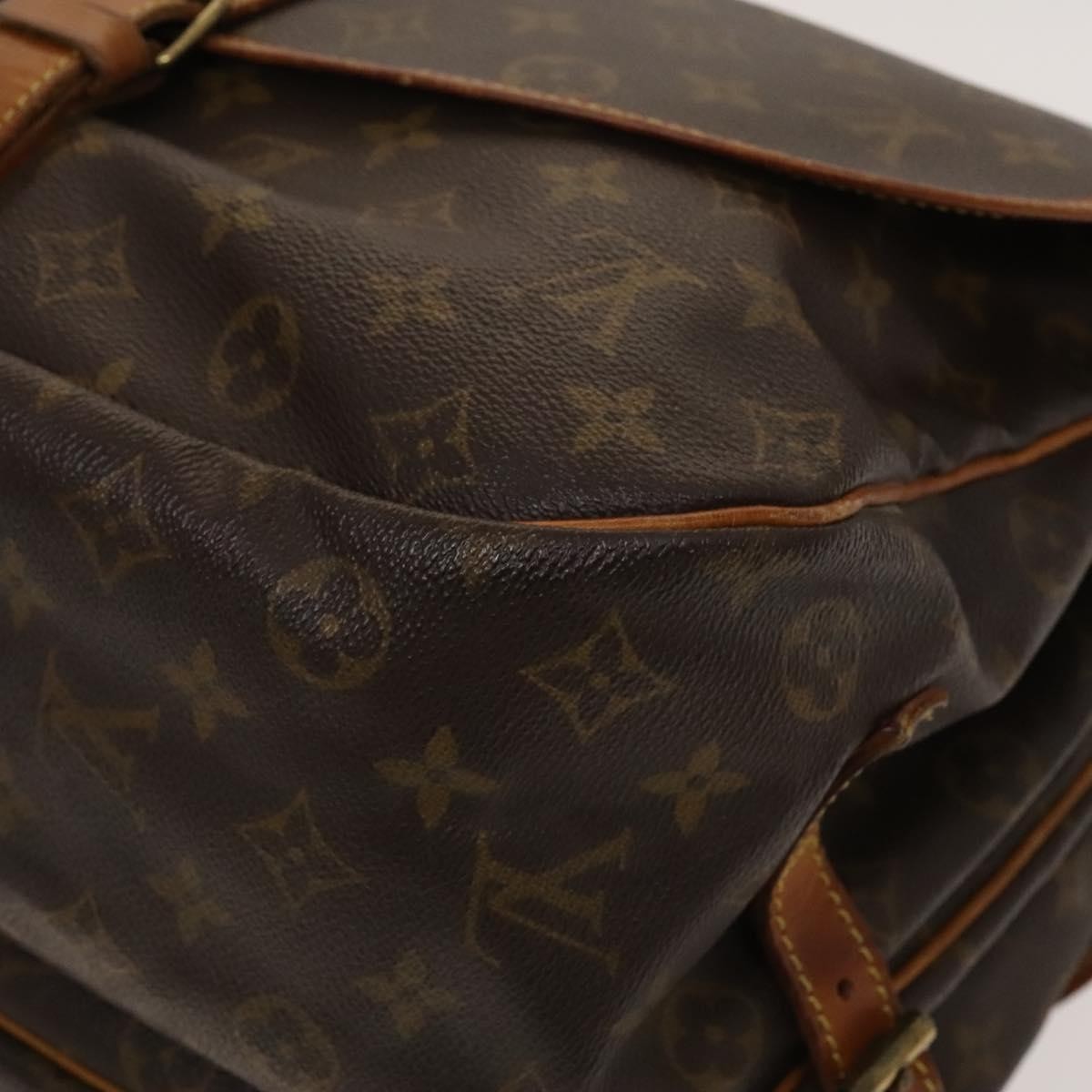 Louis Vuitton Saumur Handbag Monogram Canvas Brown Canvas Shoulder Bag