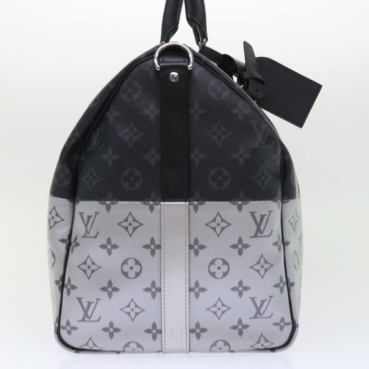 Louis Vuitton Keepall Bandouliere Bag Monogram Eclipse Split Canvas Black Canvas Bag