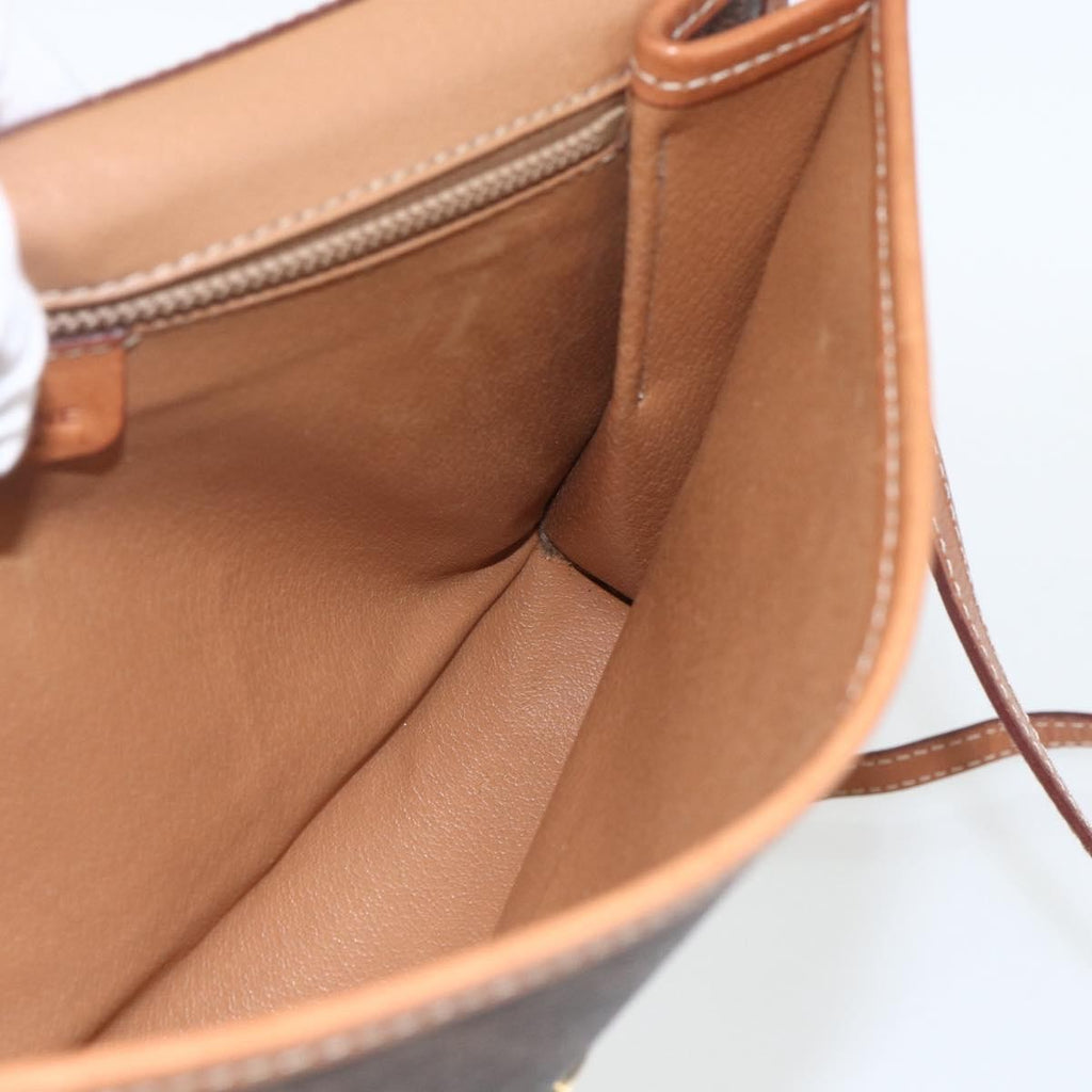 Celine Vintage Macadam Shoulder Bag Canvas And Leather Brown Canvas Shoulder Bag Bag