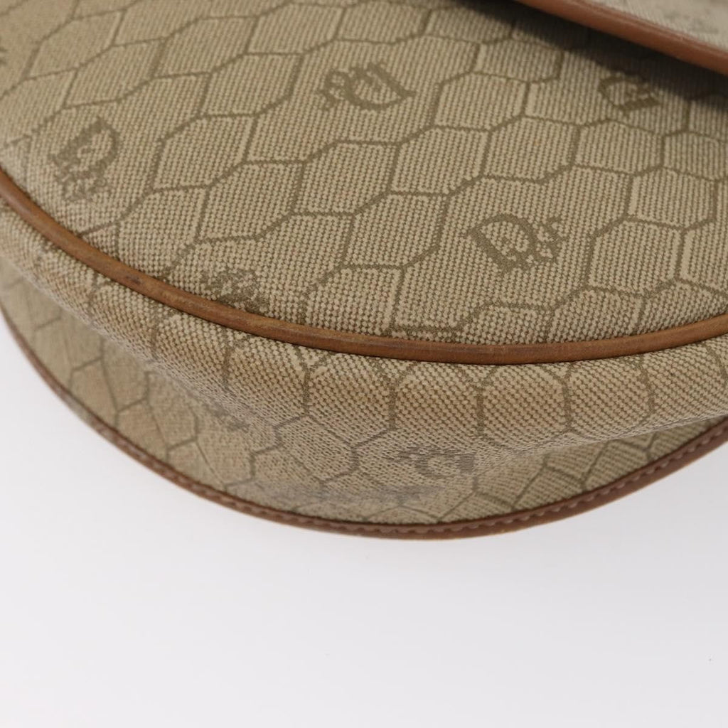 Christian Dior Vintage Honeycomb Flap Crossbody Bag Canvas And Leather Beige Canvas Shoulder Bag Bag (Pre-Owned)