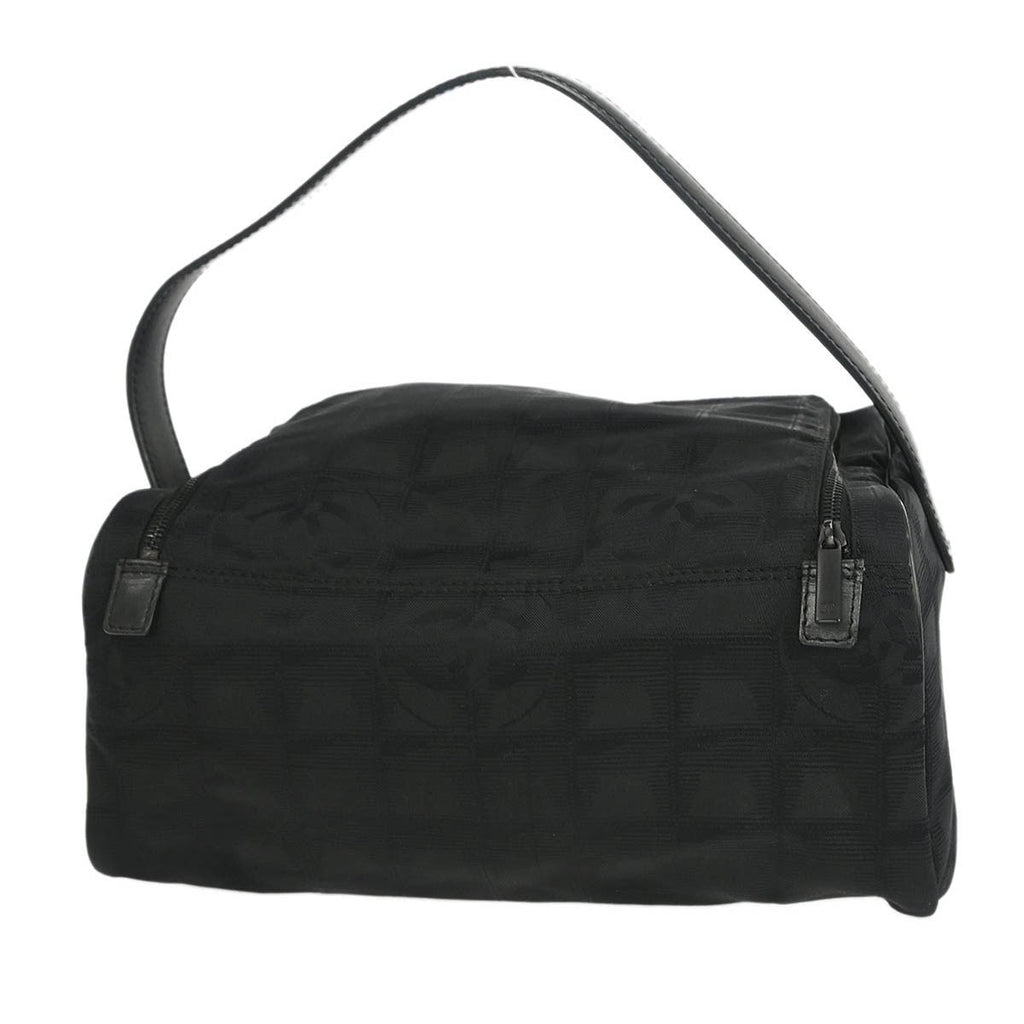 Chanel Travel Line Barrel Bag Nylon Black Nylon Handbag