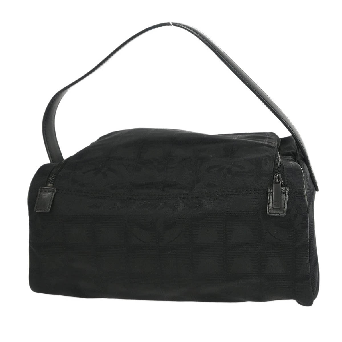 Chanel Travel Line Barrel Bag Nylon Black Nylon Handbag